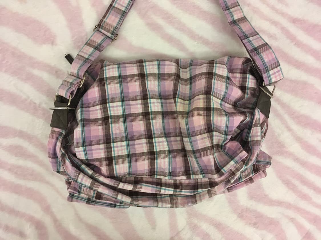 헤이세이 보부상 포켓 숄더백 라떼갸루 모리걸 보라 타탄체크 갸루 상품이미지6