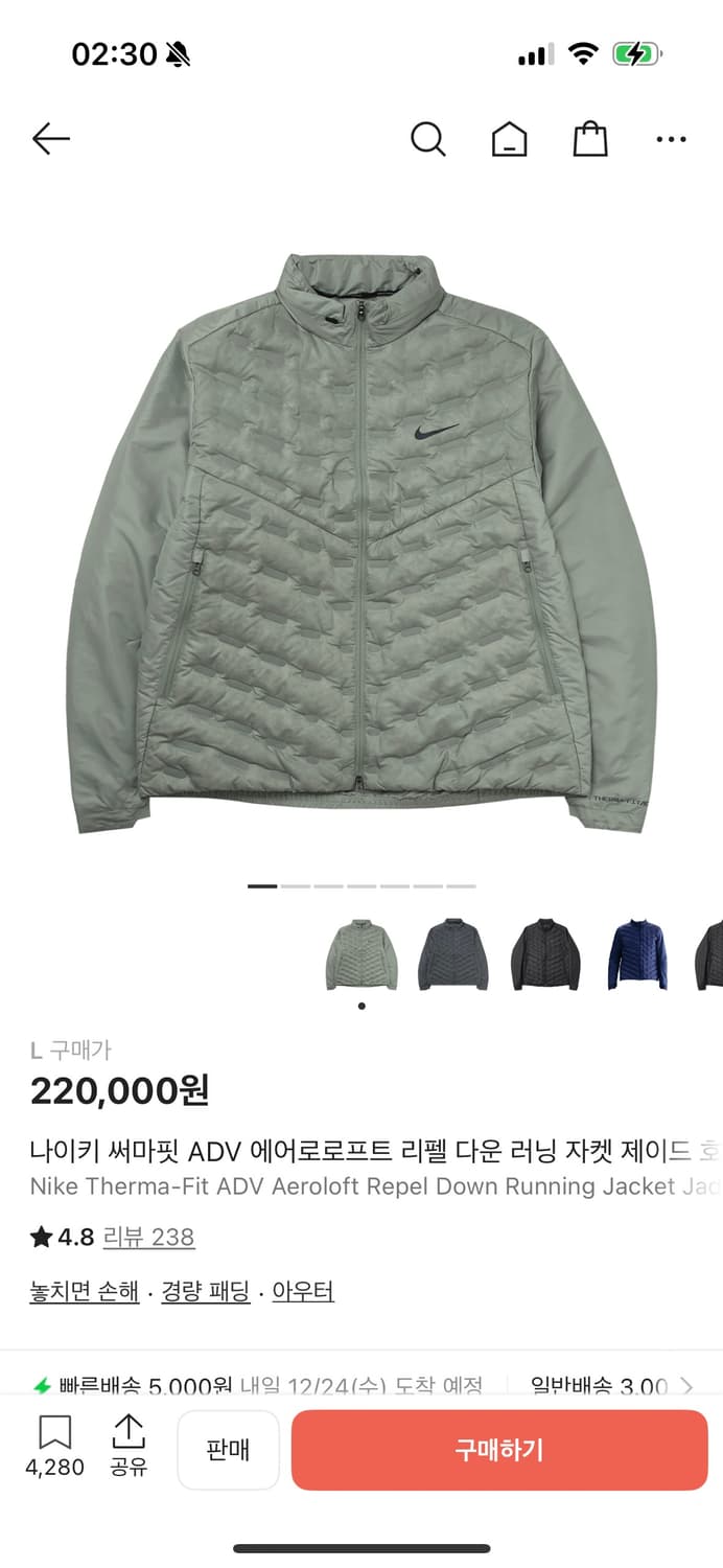 나이키 써마핏 에어로로프트 ADV 리펠 다운 자켓 새상품 상품이미지4