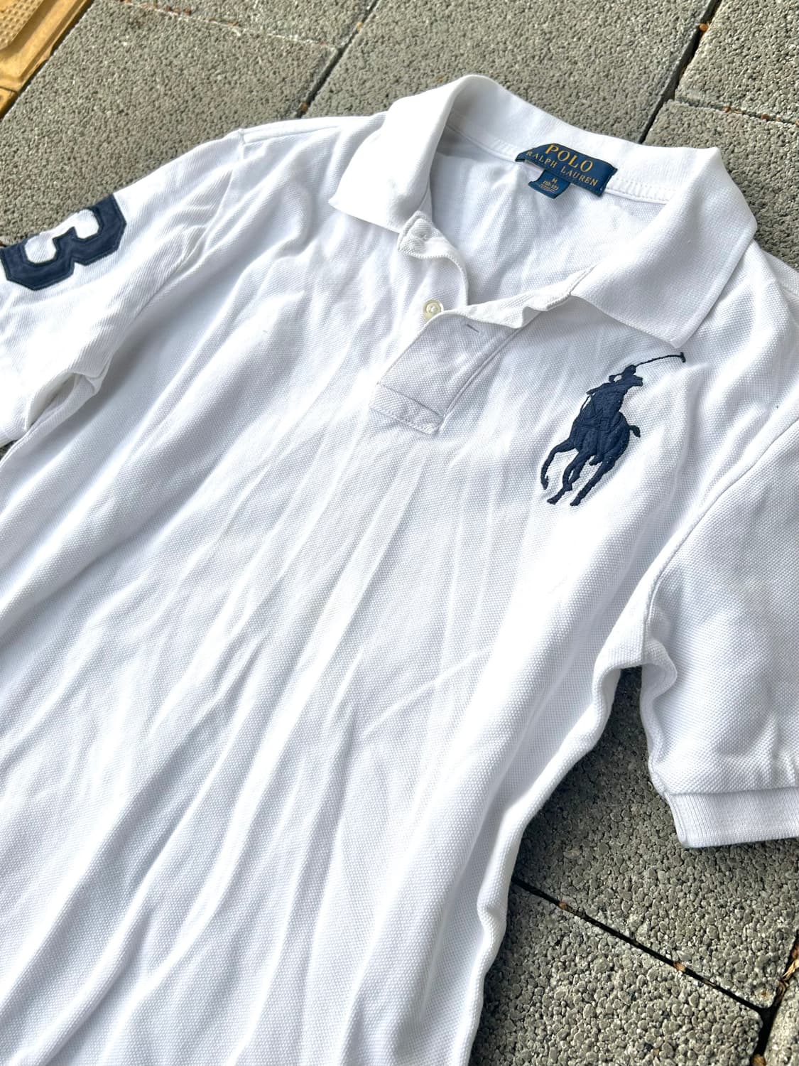 *Rare* 2000s 폴로 화이트 빅포니 카라 반팔티 상품이미지1