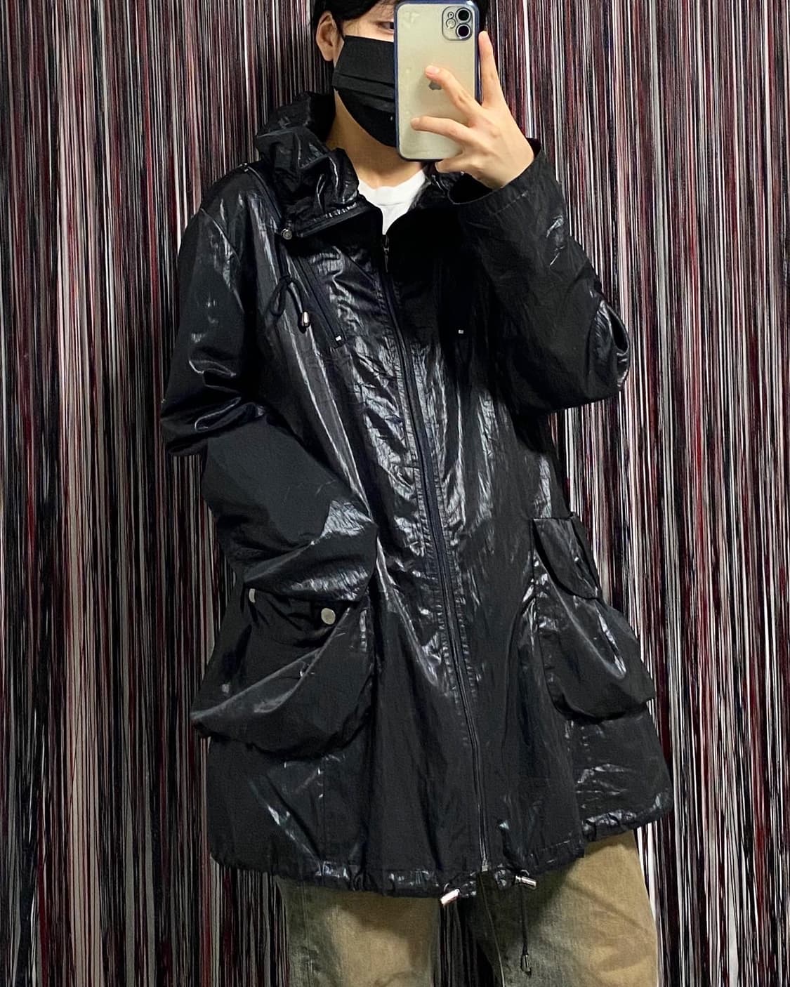 Japan)블랙 하이넥 나일론 윈드브레이커   상품이미지3