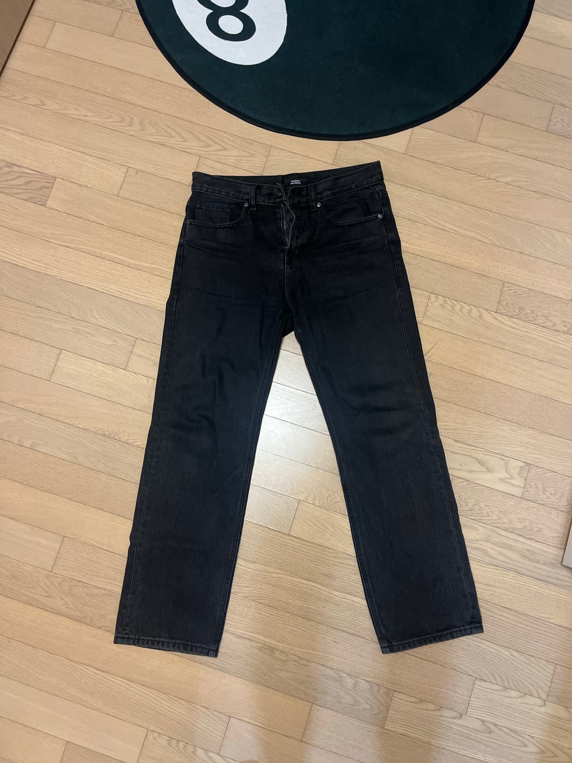 무신사스탠다드 스트레이트 데님 워시드 블랙 32 상품이미지3