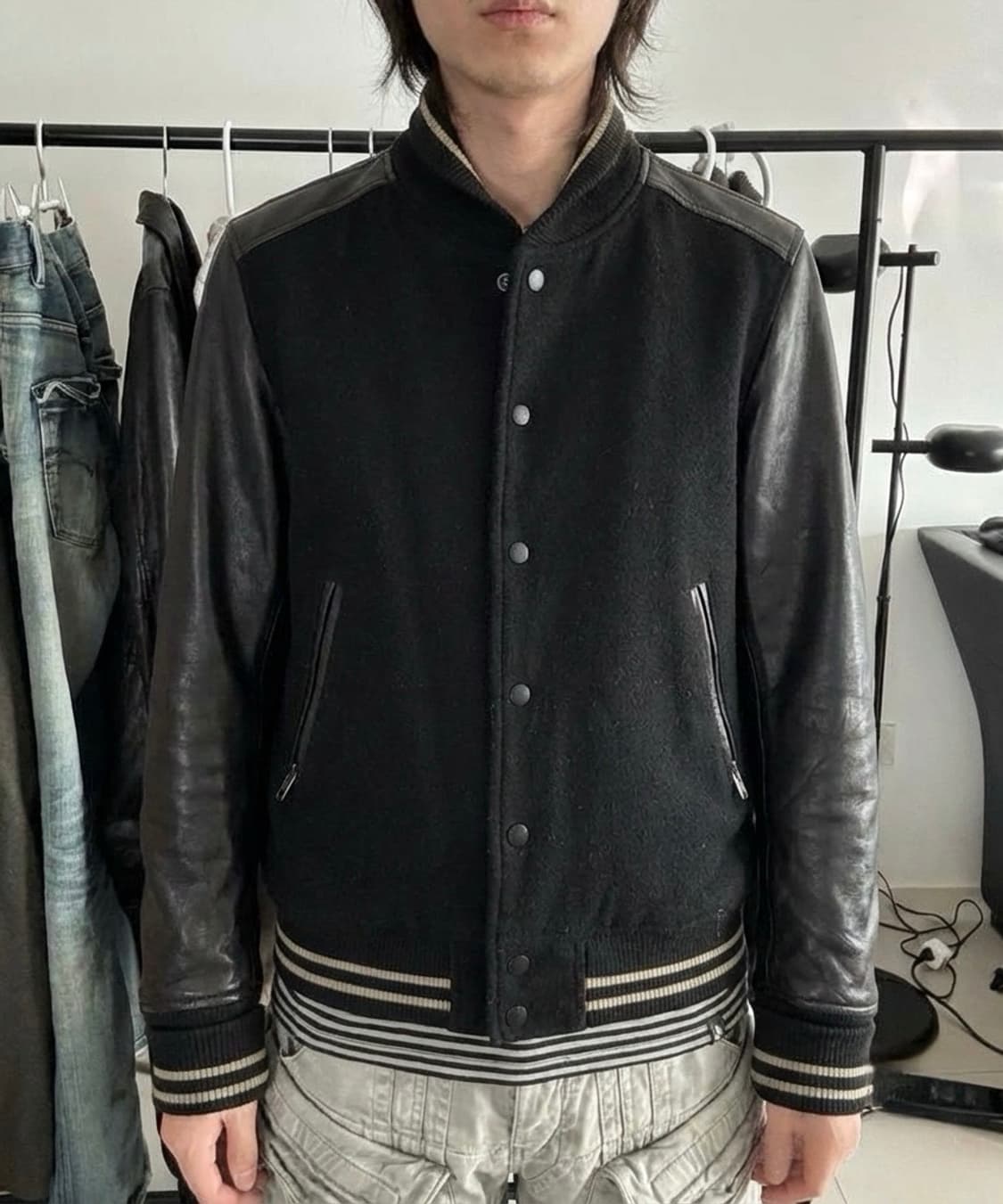 SHIPS JET BLUE  레더 믹스 울 바시티자켓 상품이미지3