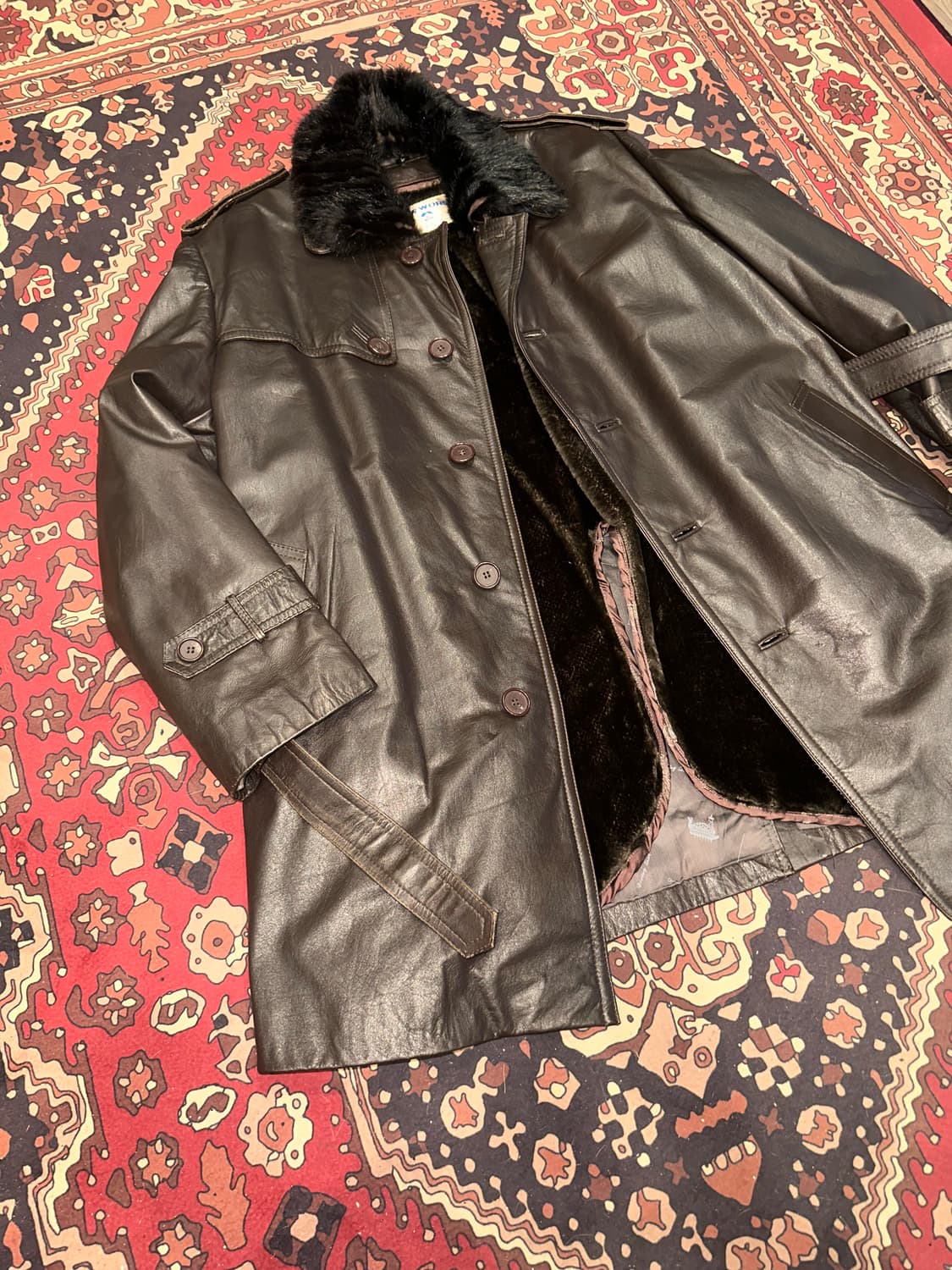 ( L ) 가죽코트 가죽카코트 가죽자켓 워크웨어 아메카지 남자코트 상품이미지7