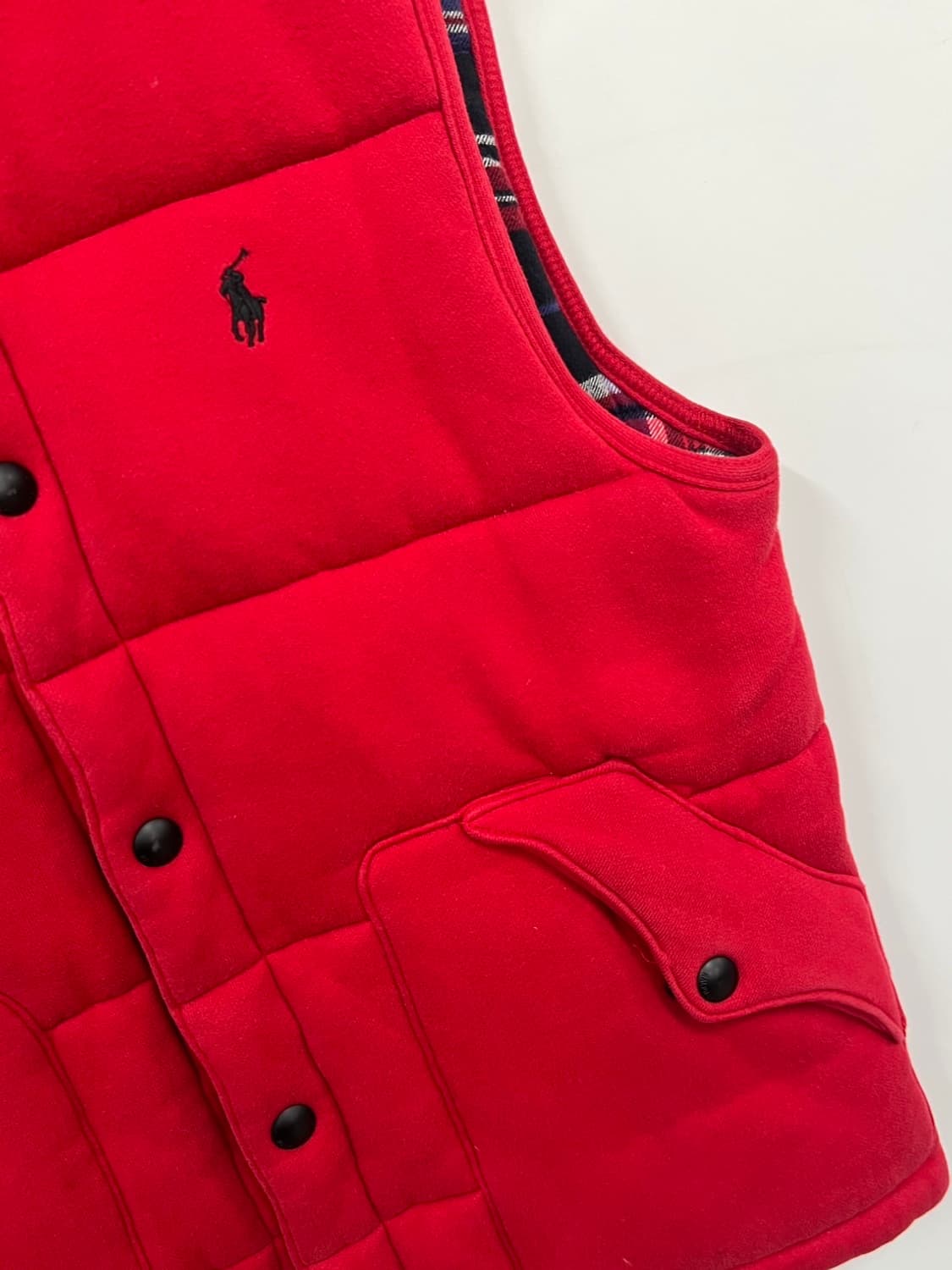 폴로 랄프로렌 안감 체크 패딩 조끼 베스트 상품이미지3