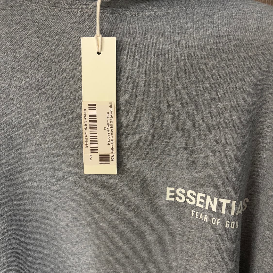 새상품(XS)피어오브갓 피오갓 에센셜 후드티 그레이 상품이미지3
