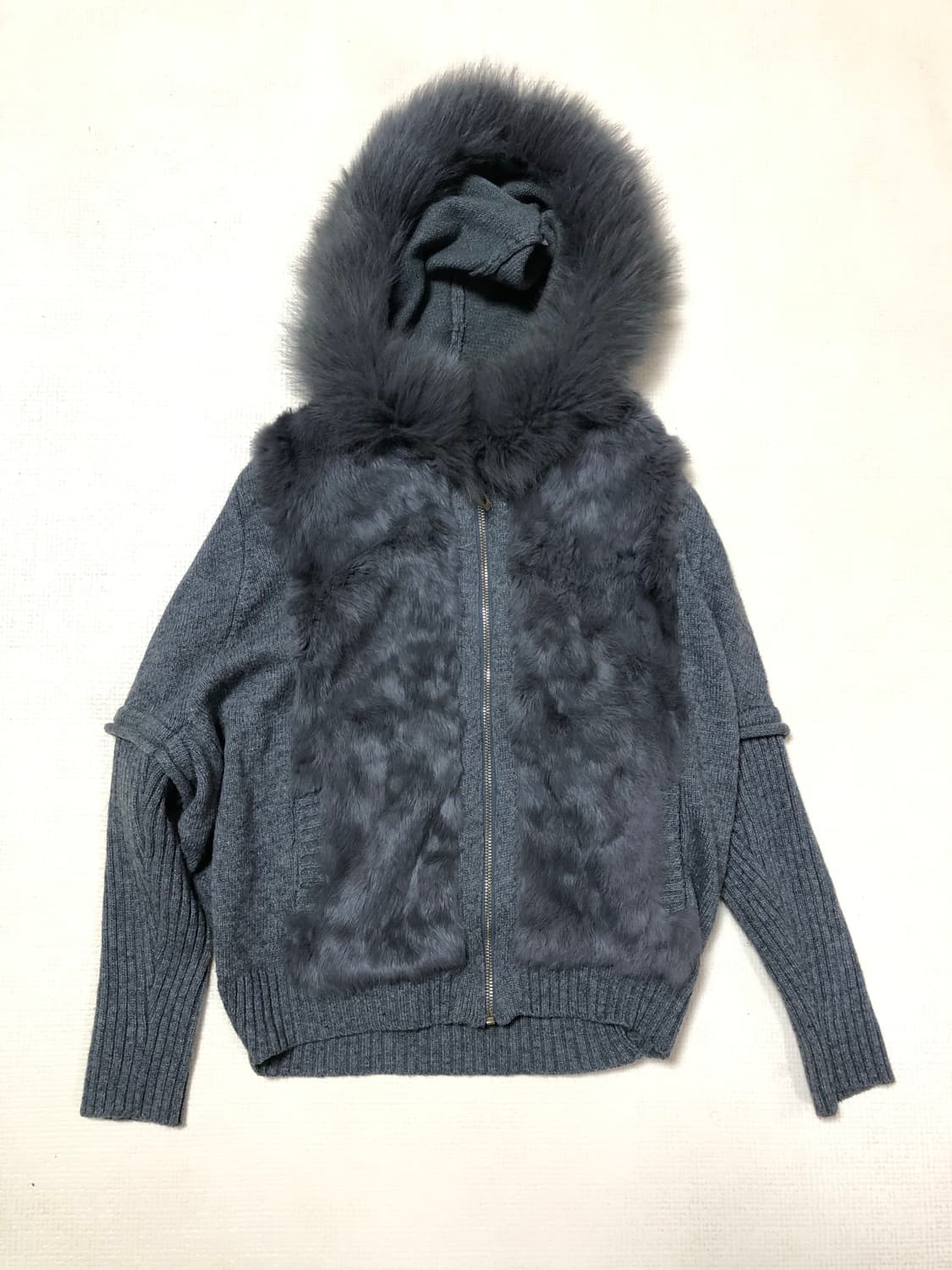 빈티지 그레이 퍼 니트 집업 상품이미지8