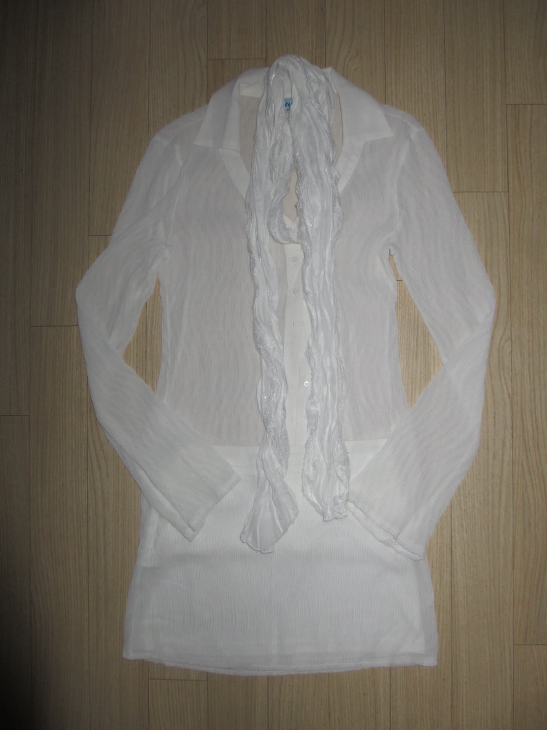 페일제이드 쉬폰 블라우스 스커트 셋업 + 스카프 포함 상품이미지1