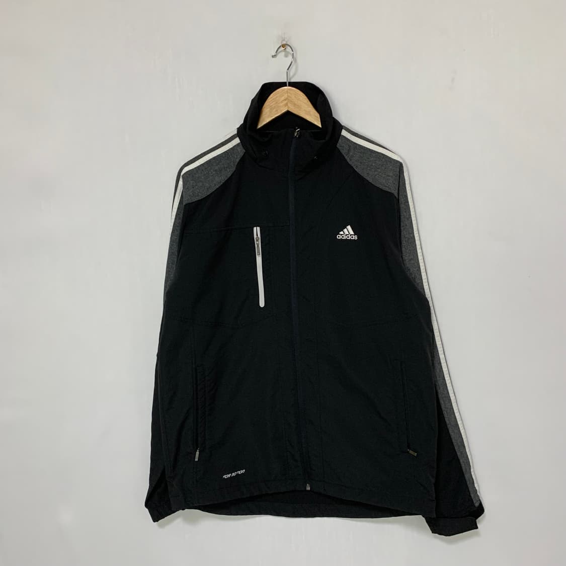 아디다스 빈티지 블랙/그레이 삼선 바람막이 집업 져지 110 상품이미지1