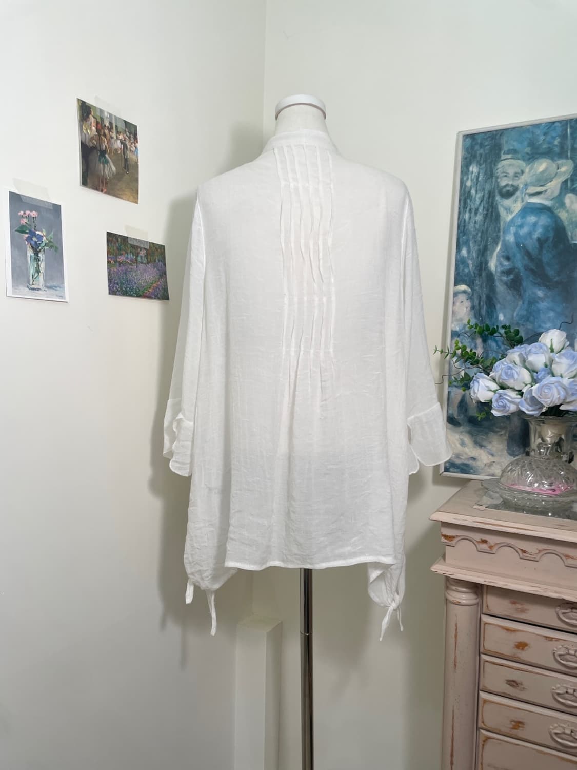 white wave point side bow loose blouse 상품이미지3