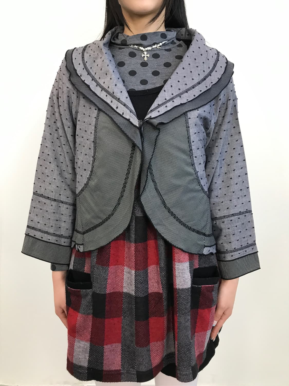 Jpn Dot Ribbon Bolero Crop Jacket 상품이미지2