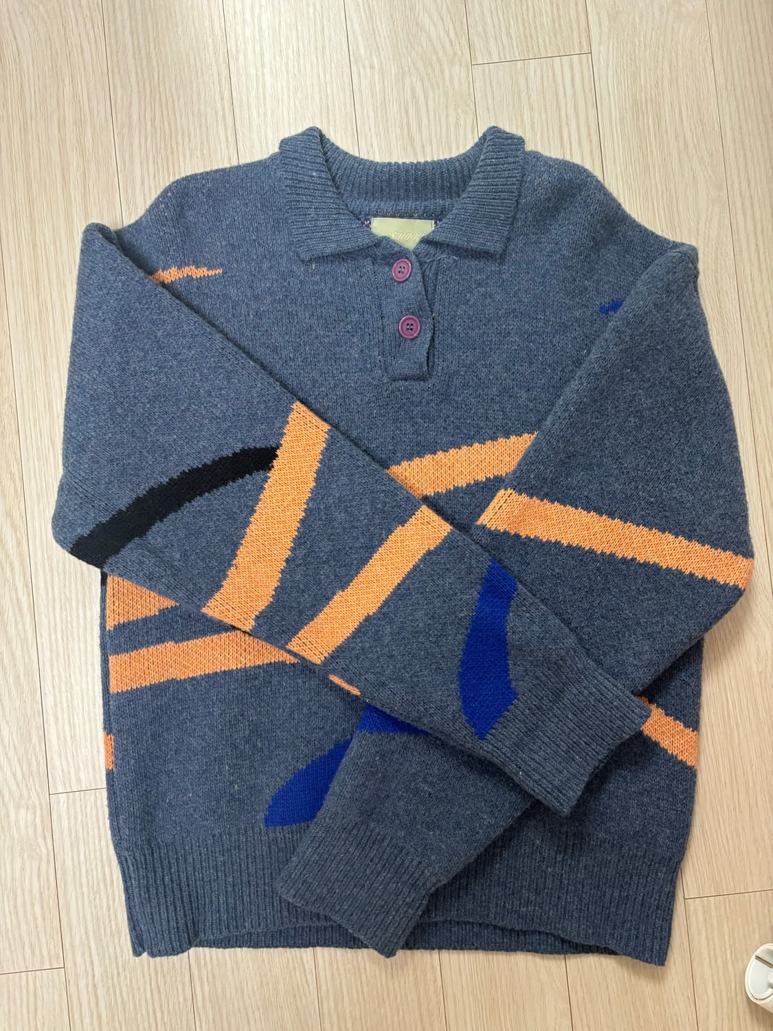 시눈 19fw 카라 니트 블루 상품이미지1