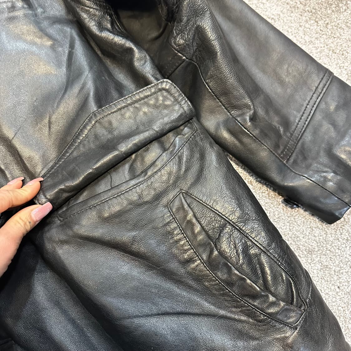 이태리 빈티지 램스킨 코트 가죽자켓L 상품이미지4