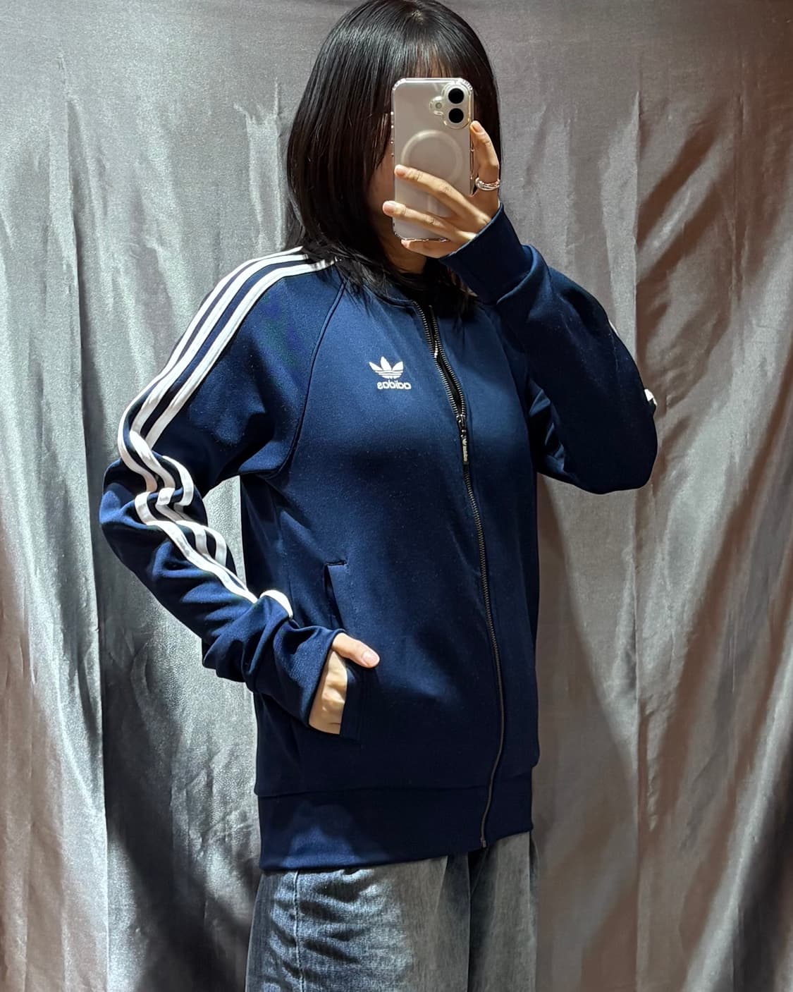 S 아디다스 파이어버드 우먼스 빅로고 네이비 트랙탑 상품이미지1