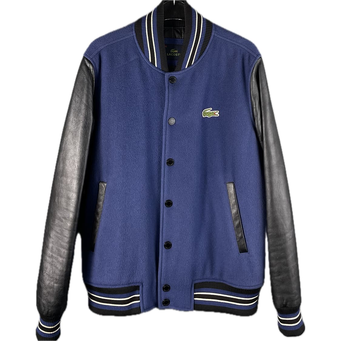[50] 라코스테 자수로고 레더 바시티 자켓 상품이미지1