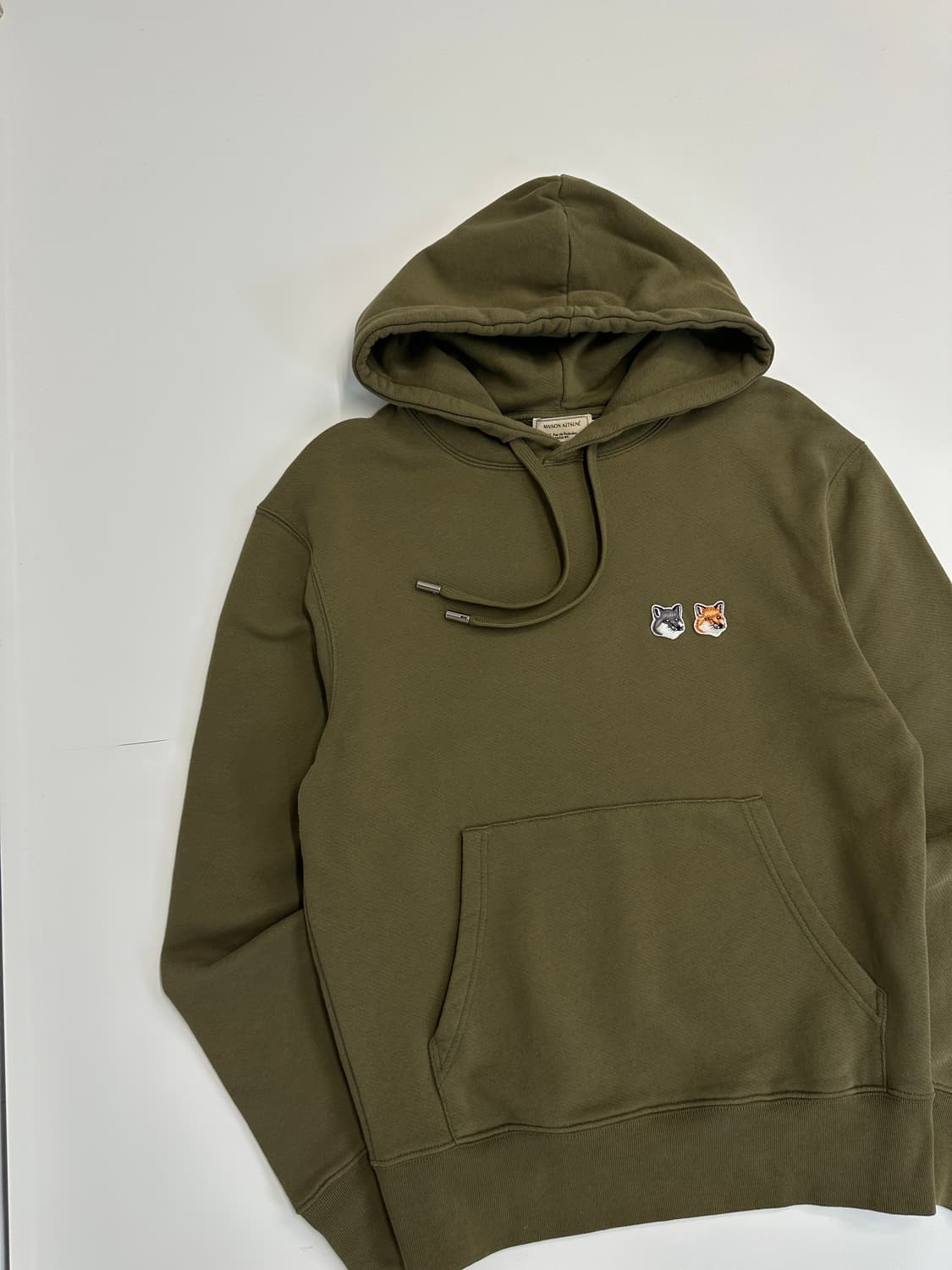 메종키츠네 더블폭스 후드 카키 s 상품이미지2