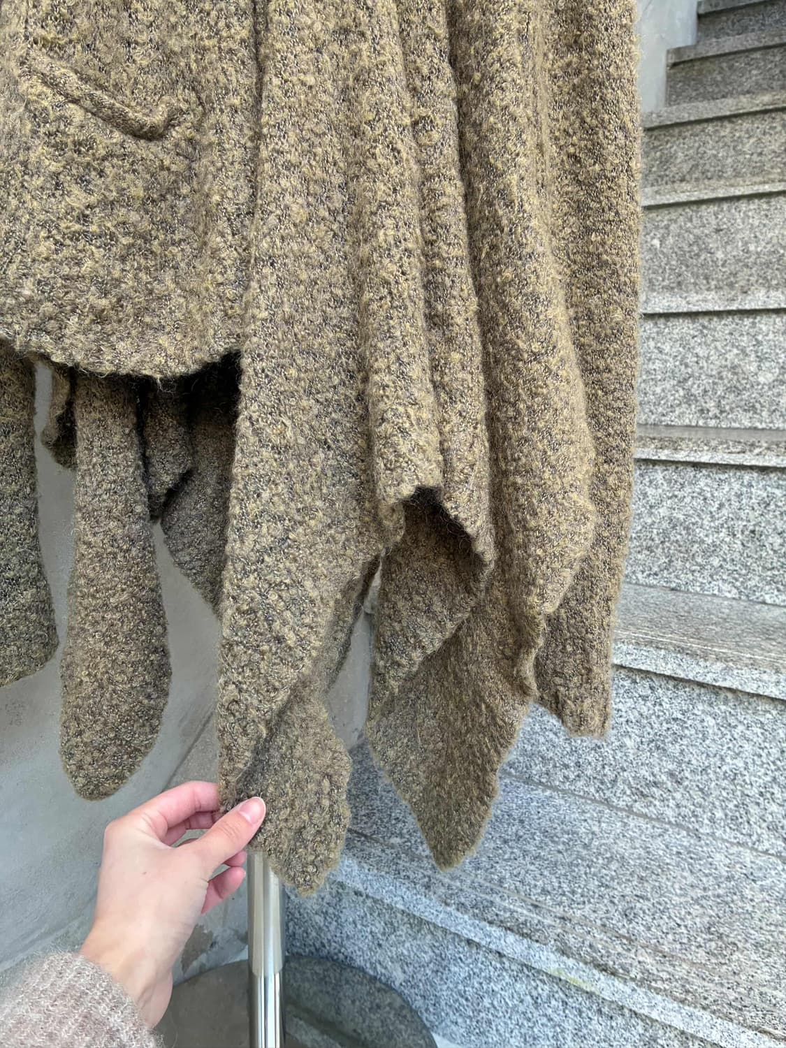 Frapbois 모헤어 러플 가디건 카키 상품이미지3