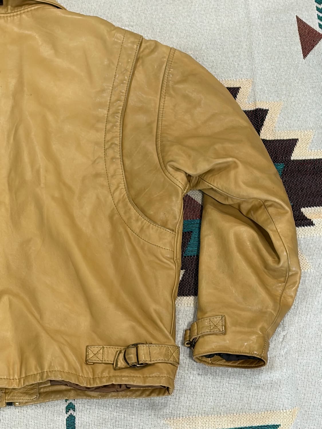 90s 프랑스 레드스킨스 양가죽 레더 바이커 자켓 상품이미지7