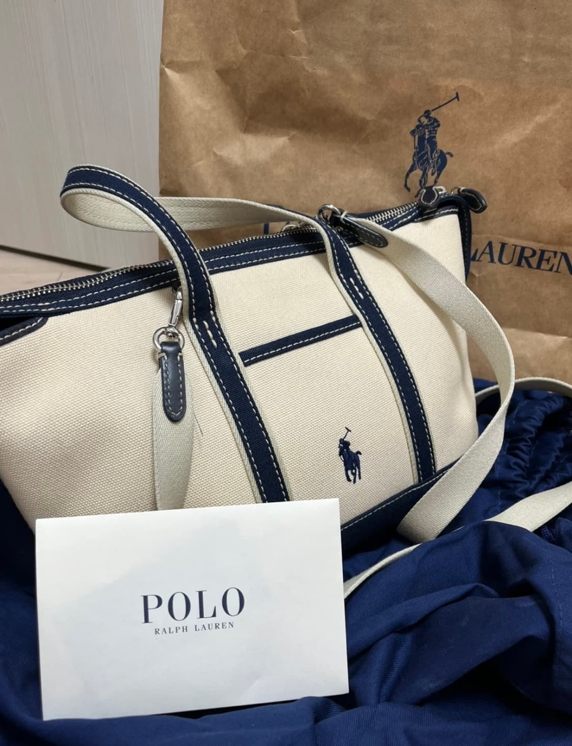 폴로 랄프로렌 코튼 캔버스 미니 토트백 상품이미지1