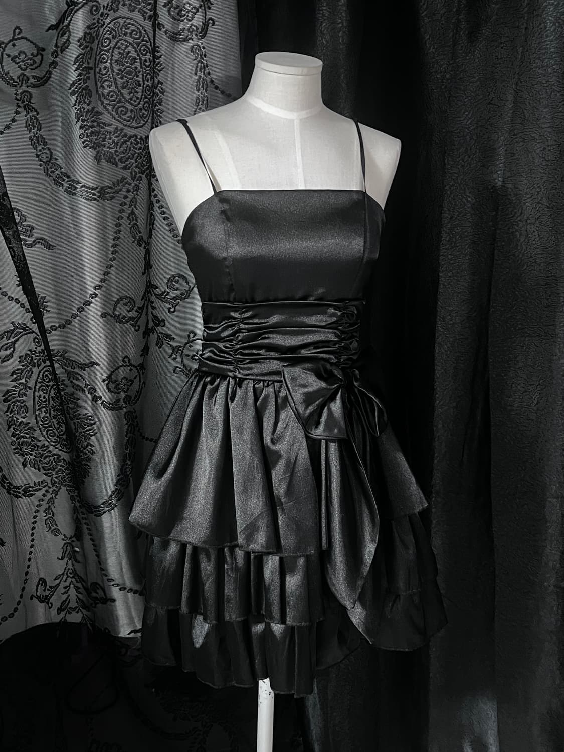 Black Satin Ribbon Cancan Party Dress 상품이미지1