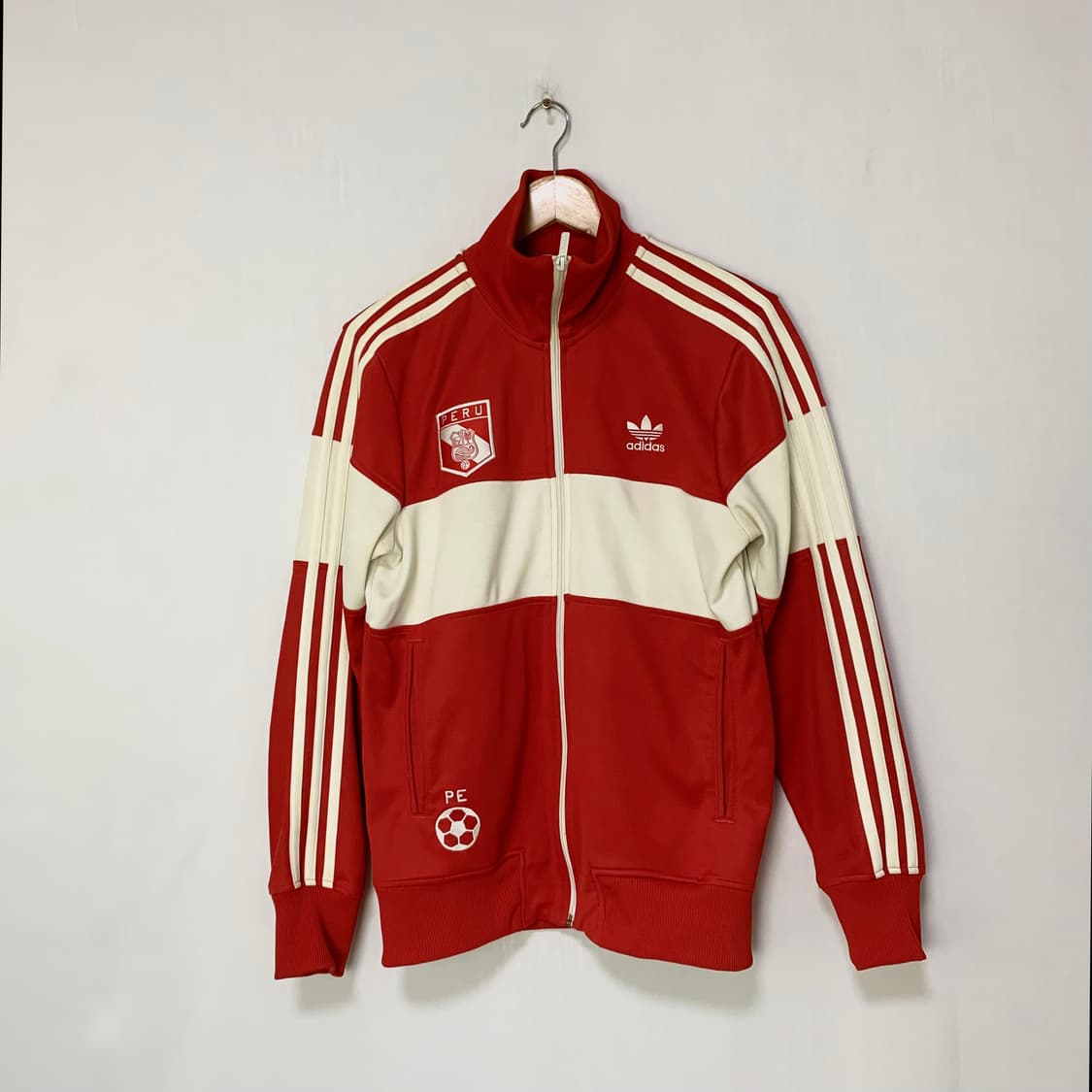 아디다스 페루 트랙탑 빈티지 져지 00s 2010 남녀공용 레드 아이보리 상품이미지1