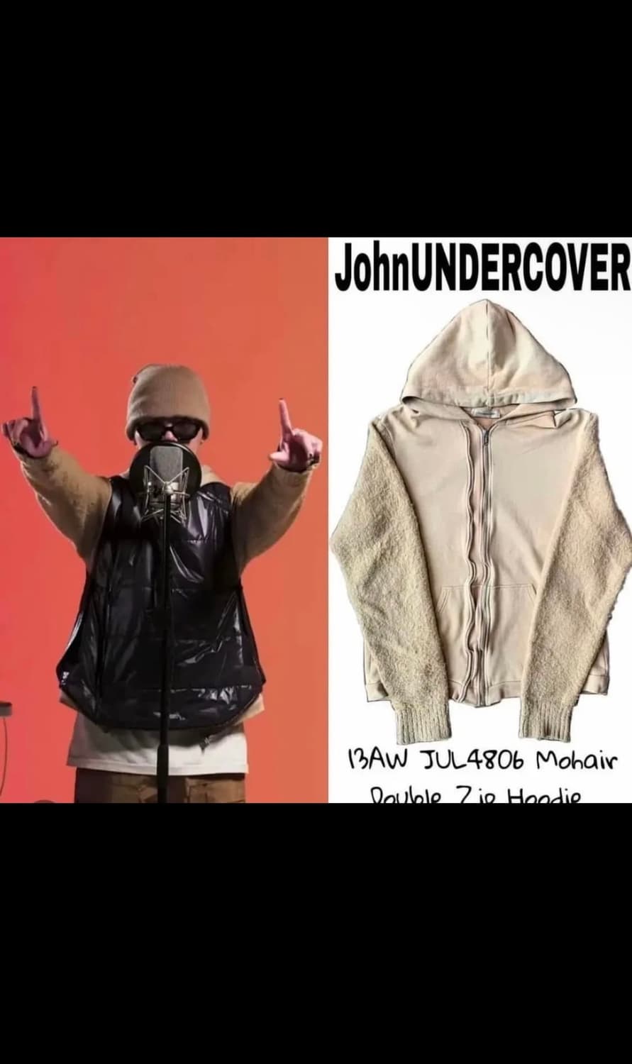 존 언더커버 13aw 더블집 모헤어 슬리브 후드집업 상품이미지1