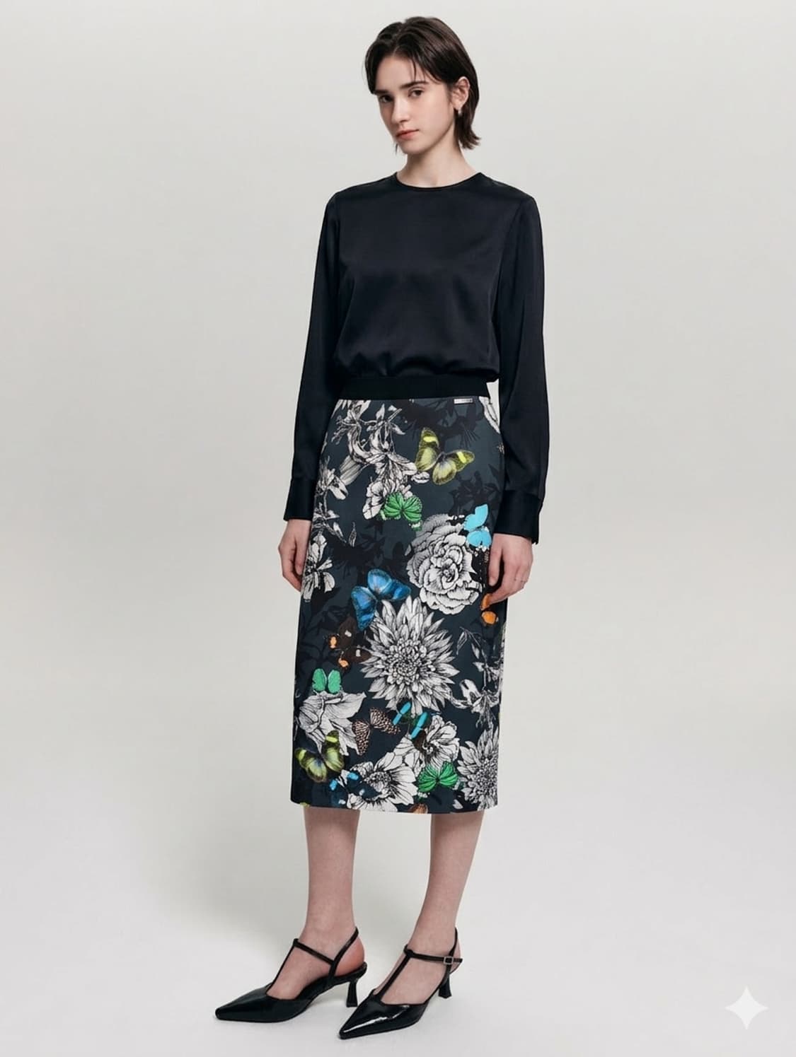 ✨마크케인 Marc Cain 플라워 나비 미디 스커트 55 | 밴딩 슬림 상품이미지1