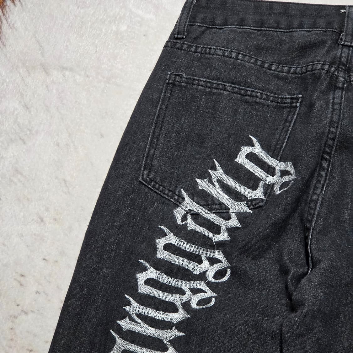 빈티지 Y2K ST 자수 데미지 데님팬츠 상품이미지2
