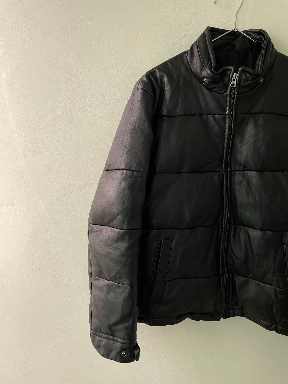 양가죽 레더 크롭 패딩 자켓 상품이미지2