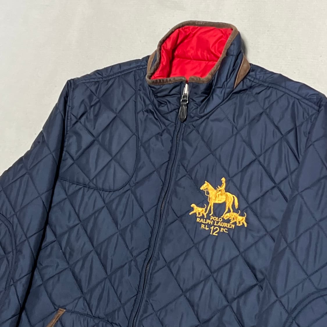 L 폴로랄프로렌 리버시블 네이비 레드 퀼팅 자켓 상품이미지1