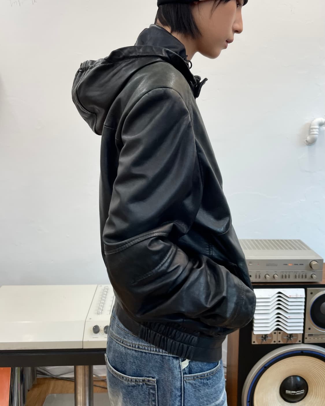 [M] DKNY 레더 후드 자켓 상품이미지2