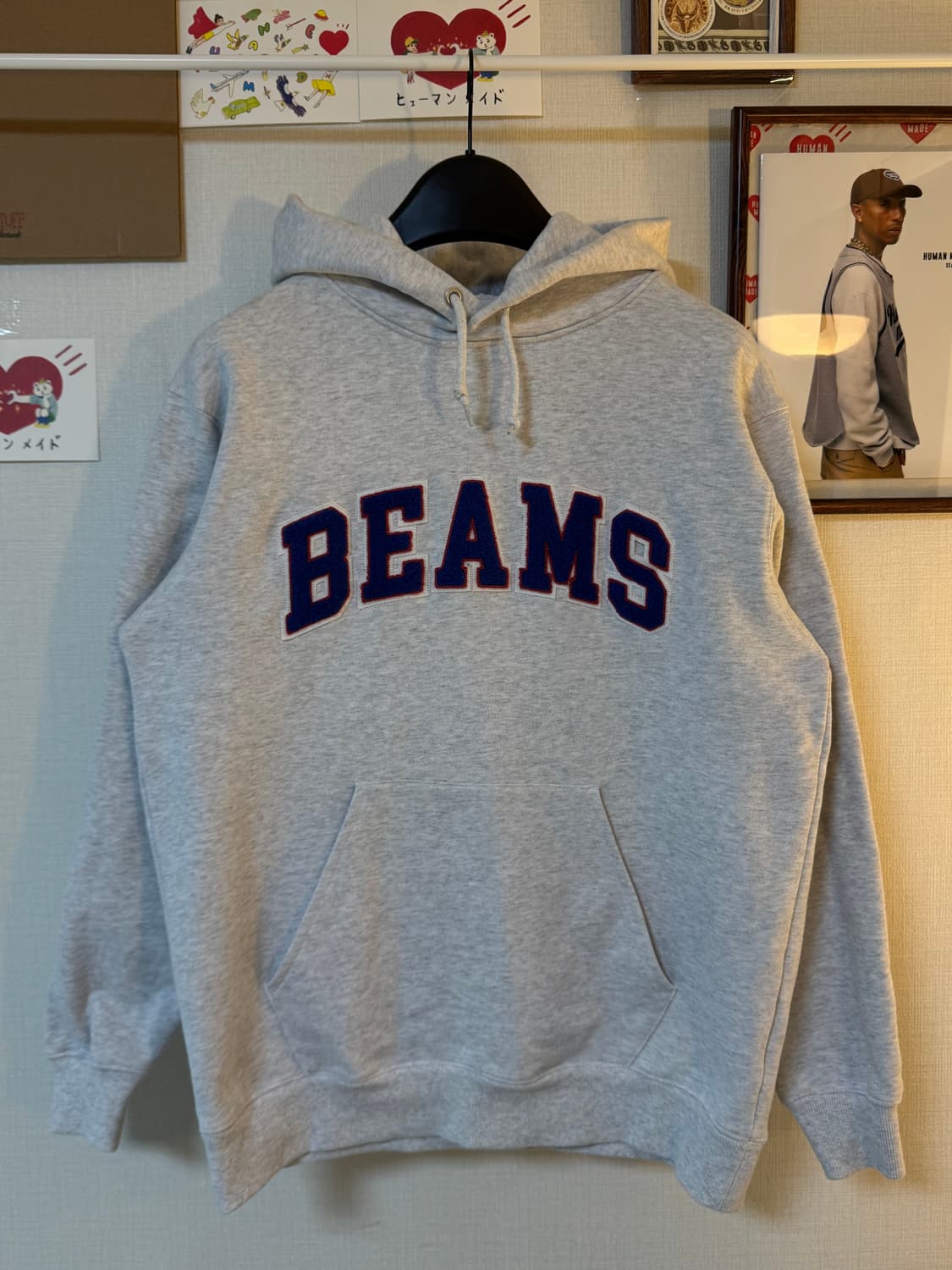 (M)BEAMS 빔즈 베이직 후드티 에쉬 그레이 상품이미지1