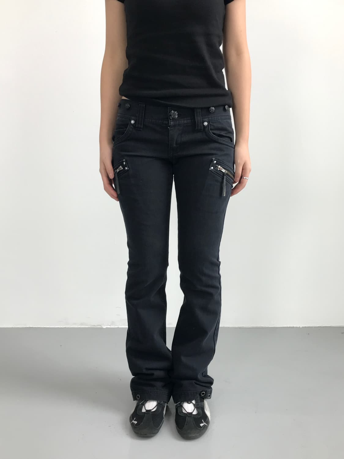 Maison Gilfy Black Zipper Flare Pants 상품이미지1