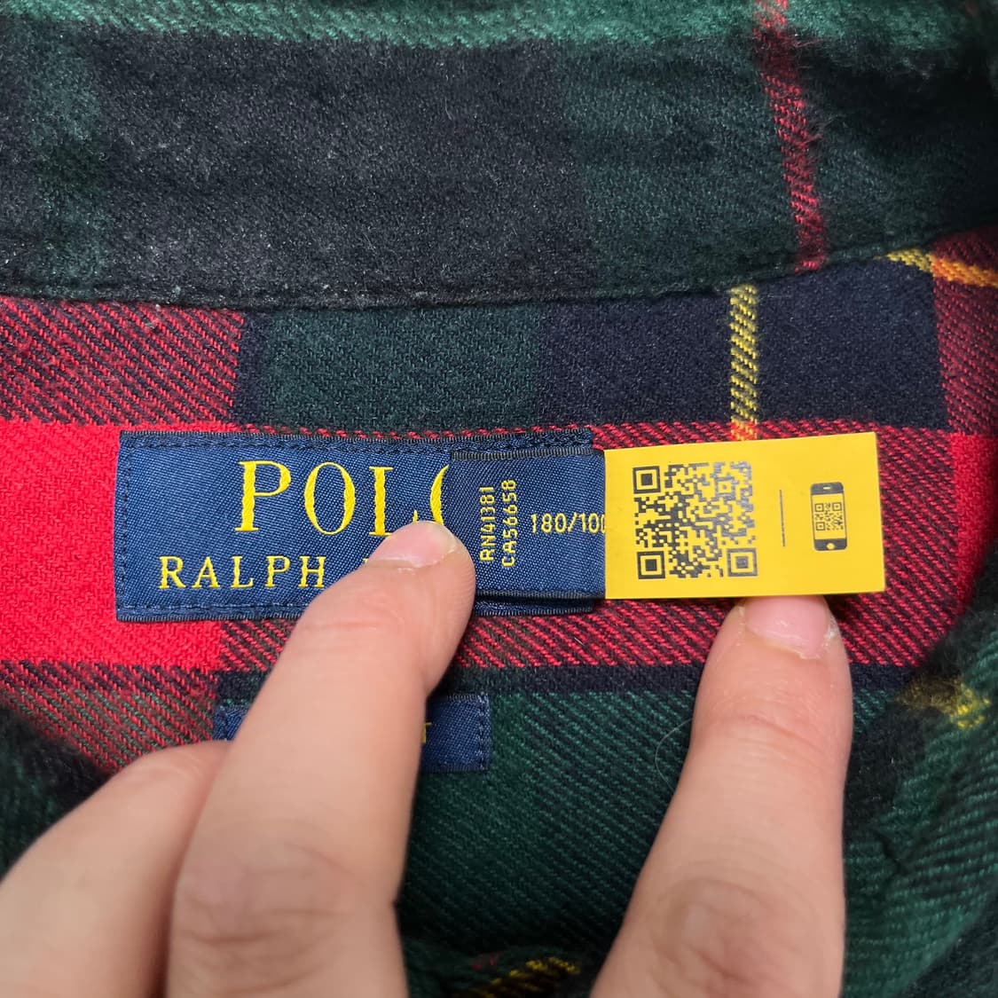 100 폴로 랄프로렌 신형라벨 패치워크 울 체크 셔츠 상품이미지4