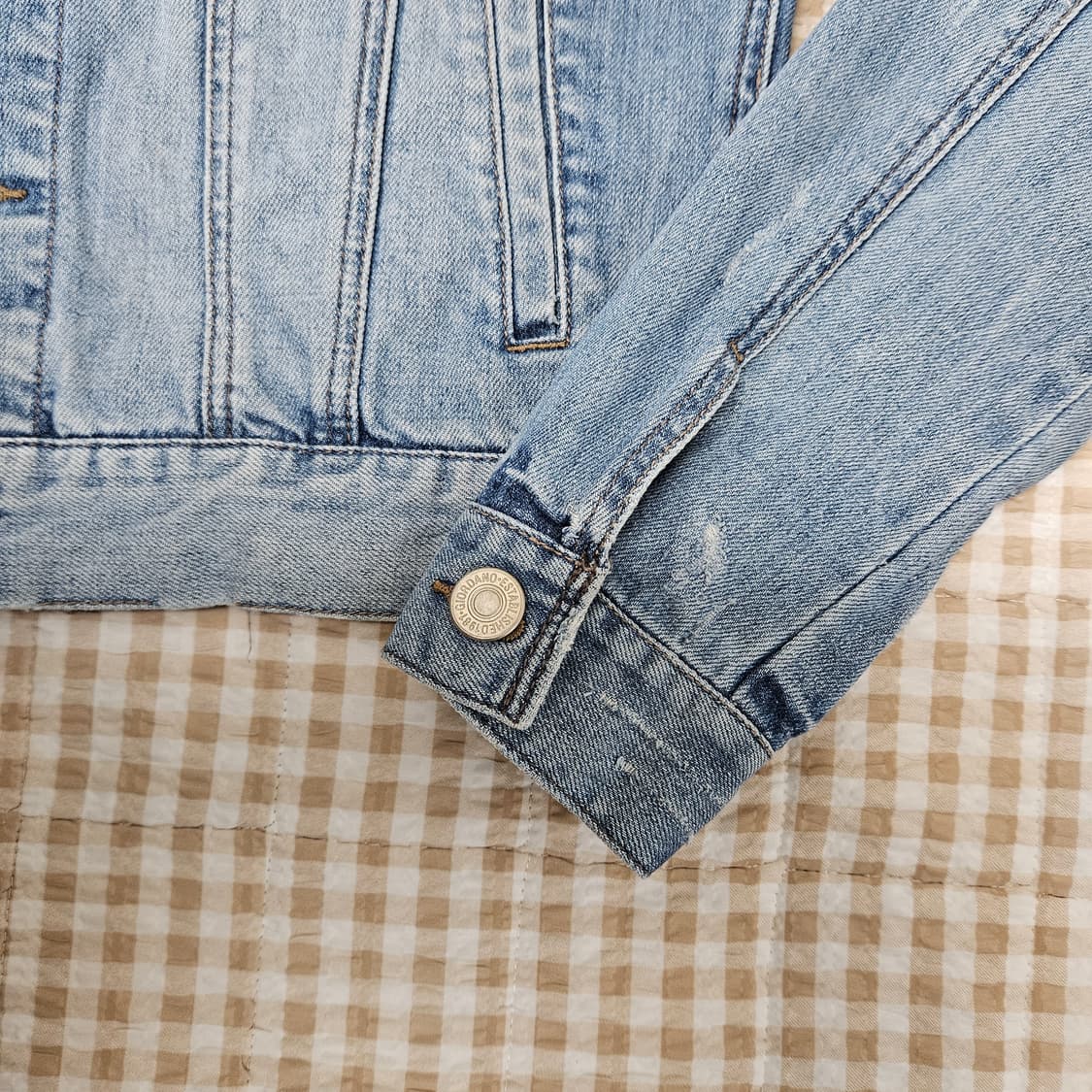 지오다노 크롭 데님 청자켓 남자100 상품이미지4