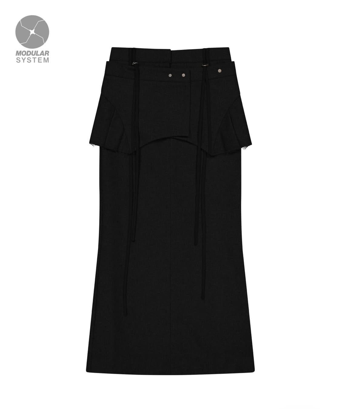 OJOS Layered Wool Skirt / Black 상품이미지1