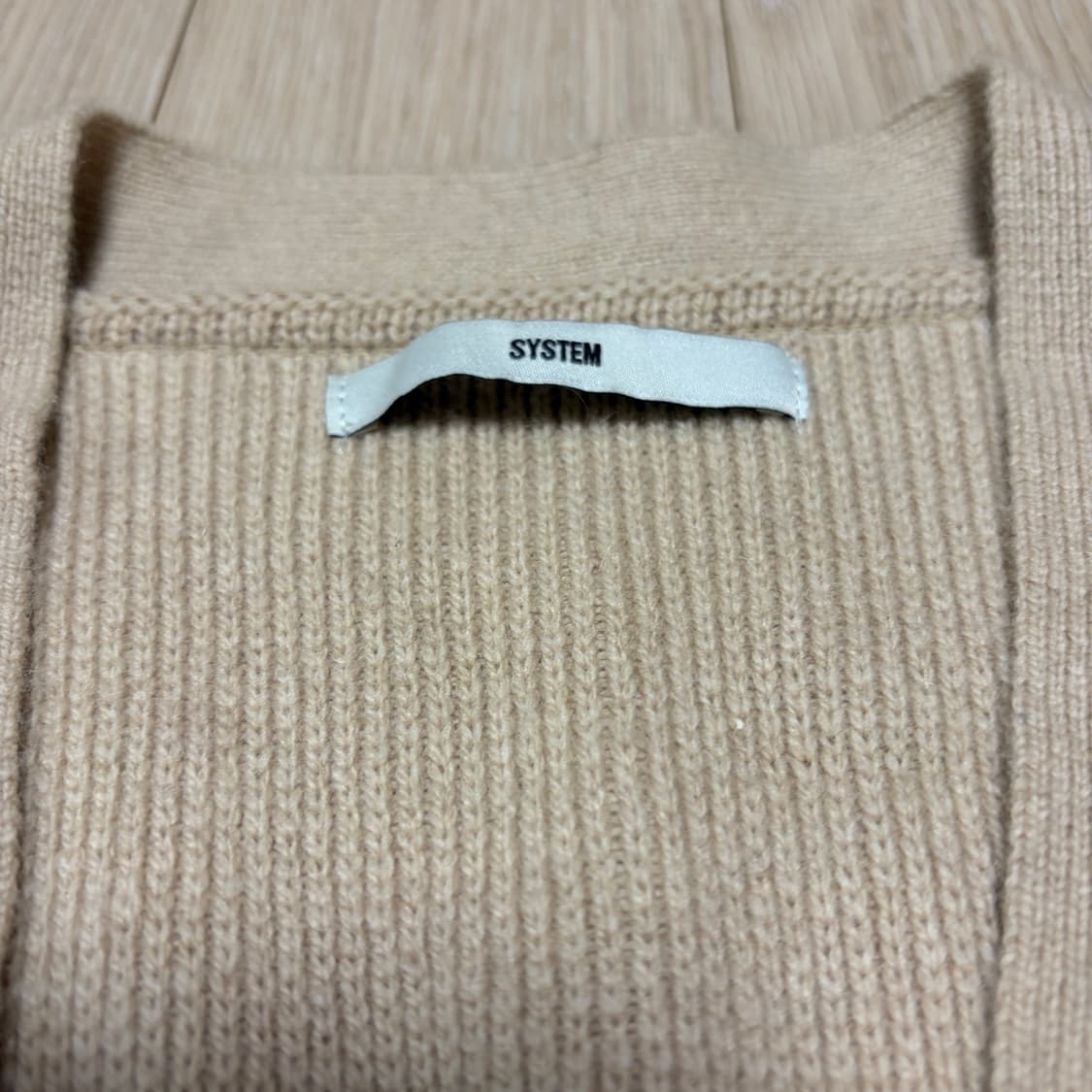 한섬 시스템 양모/캐시미어 오버핏 블렌드 패치 가디건 상품이미지3