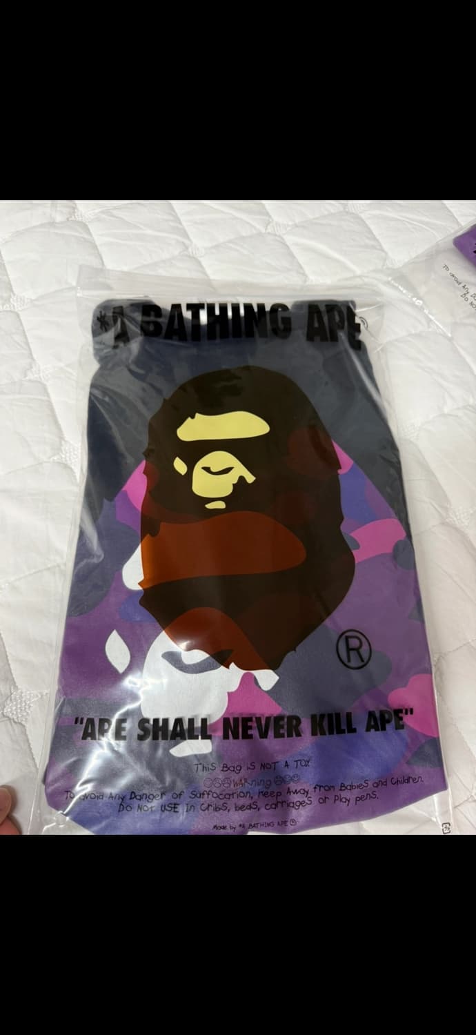 BAPE 베이프 카모 빅 헤드 반팔 L 블랙 퍼플 새상품 상품이미지3