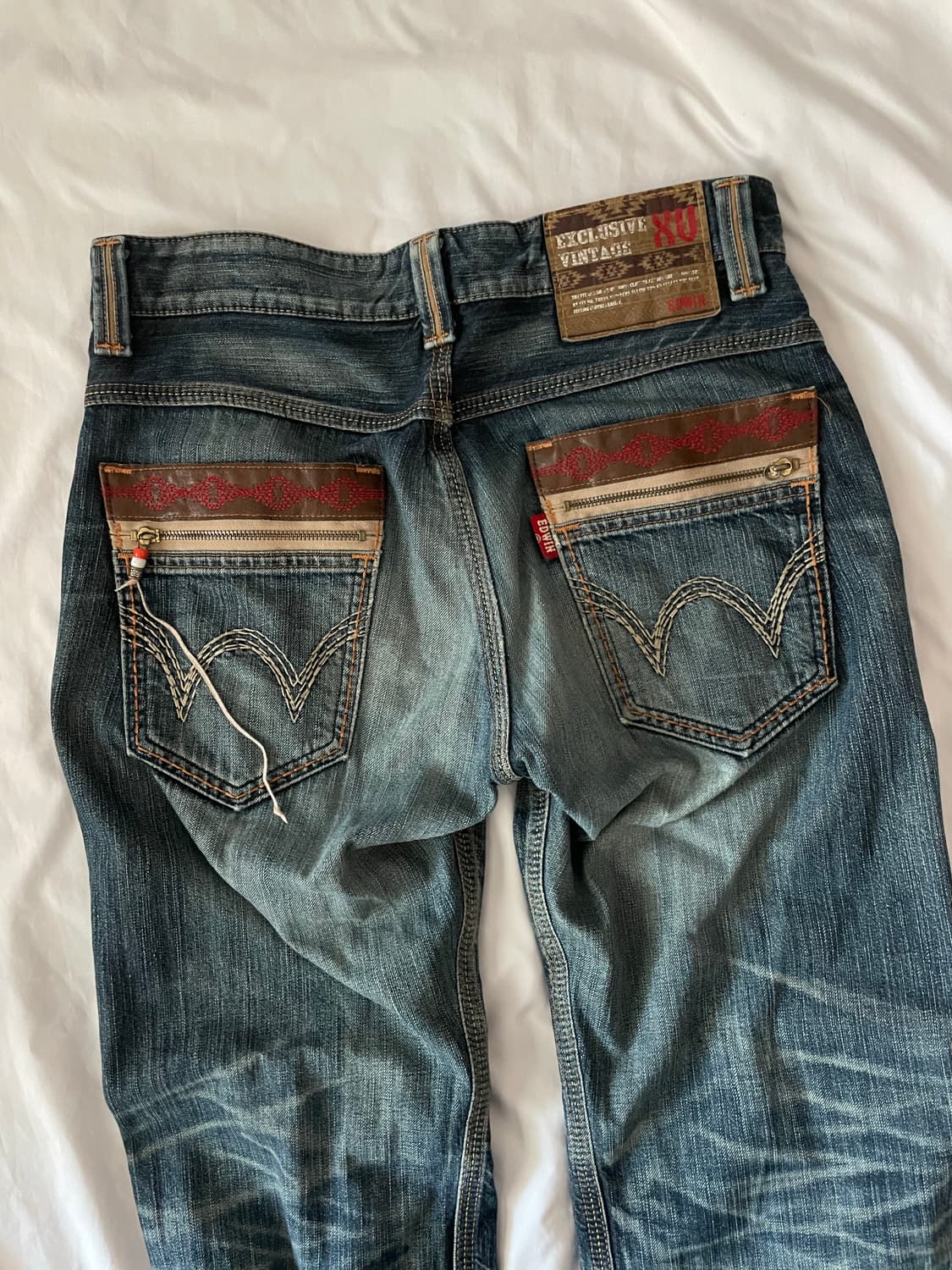 빈티지 y2k 에드윈 데미지 데님 팬츠 보헤미안 상품이미지1