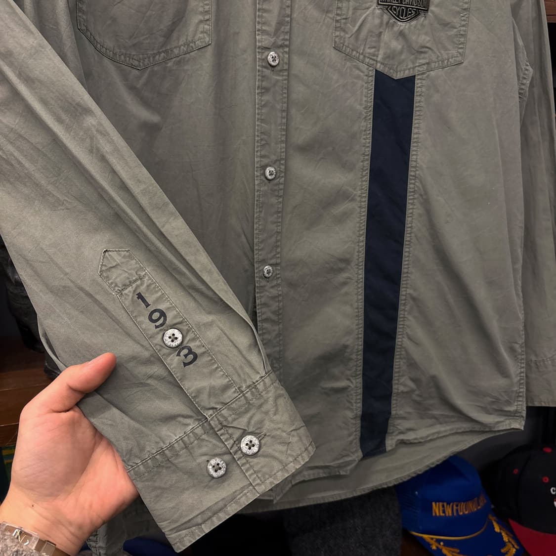 00s 할리데이비슨 블랙라벨 밀리터리 백프린팅 바이커 셔츠 N121 상품이미지4