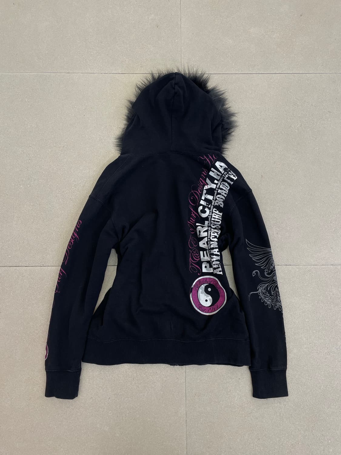 Y2k 레터링 퍼 후드집업 상품이미지6