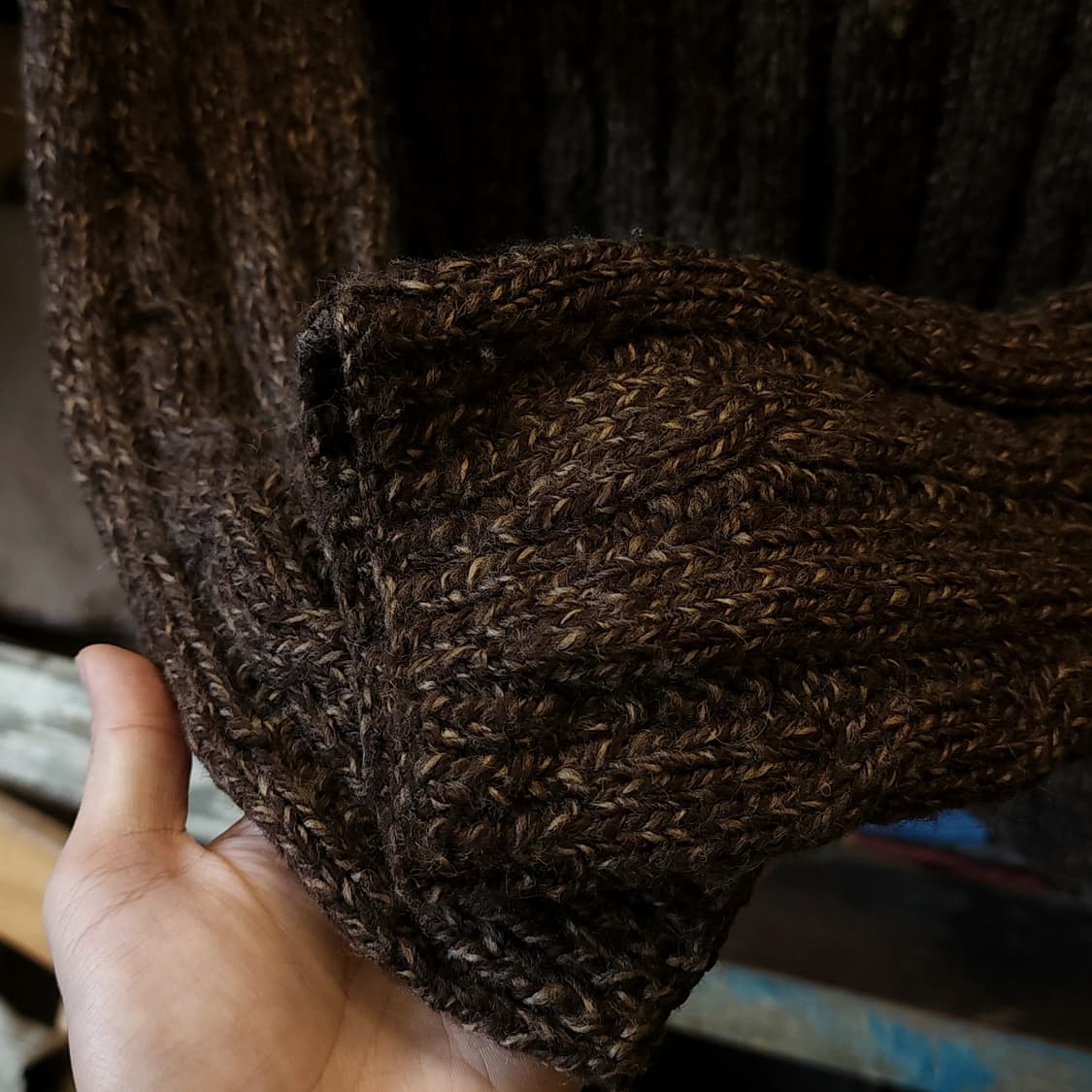 90s 프렌치 헨드메이드 울 가디건 헤비울 스웨터 빈티지 니트 꽈배기 L 상품이미지9