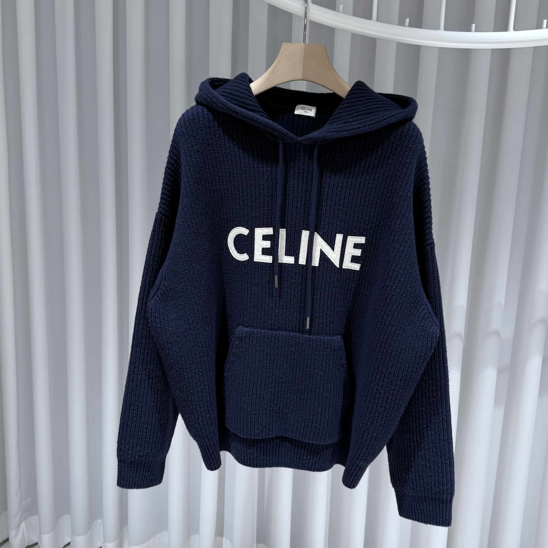 XS / 셀린느 울 리브드 네이비 니트후드 상품이미지2