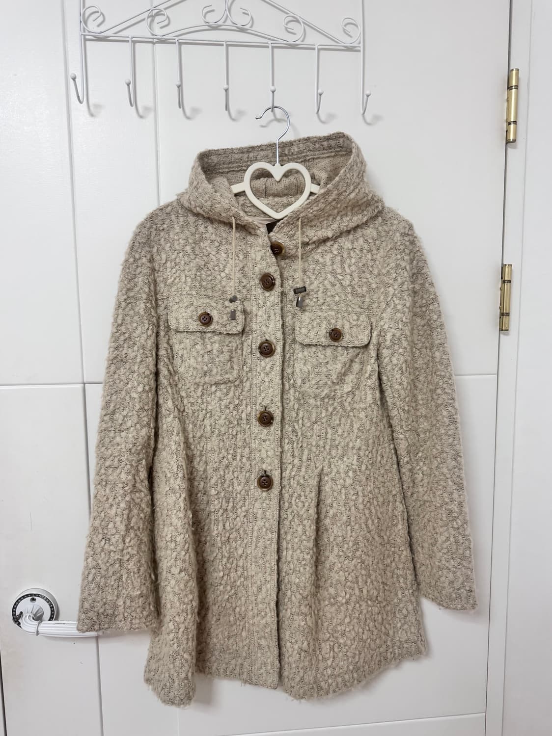 빈티지 모리걸 브라운 뽀글이 후드 코트 상품이미지1