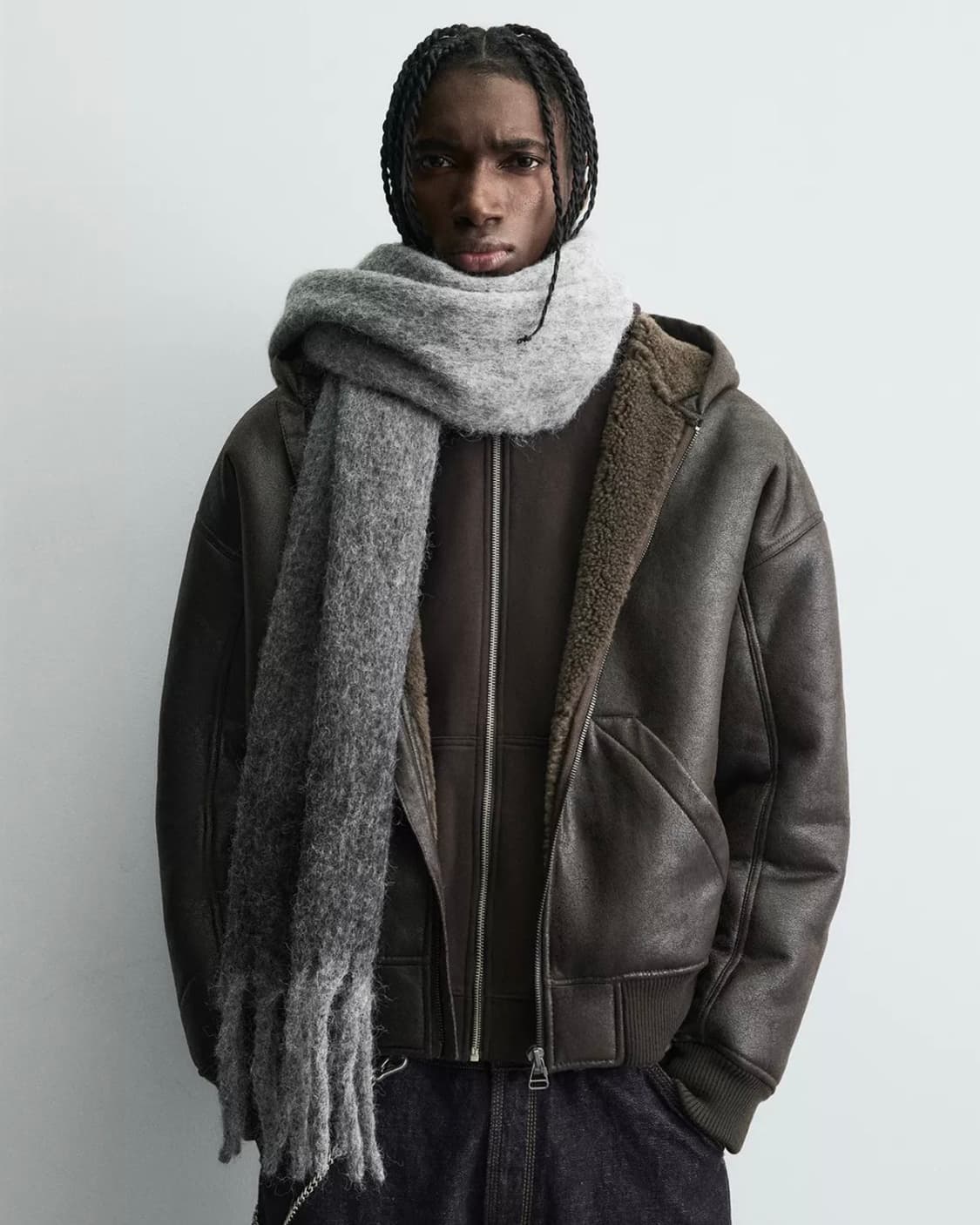 (새상품.남녀공용) 자라 울블랜드 브러쉬드 프린지 머플러 상품이미지1