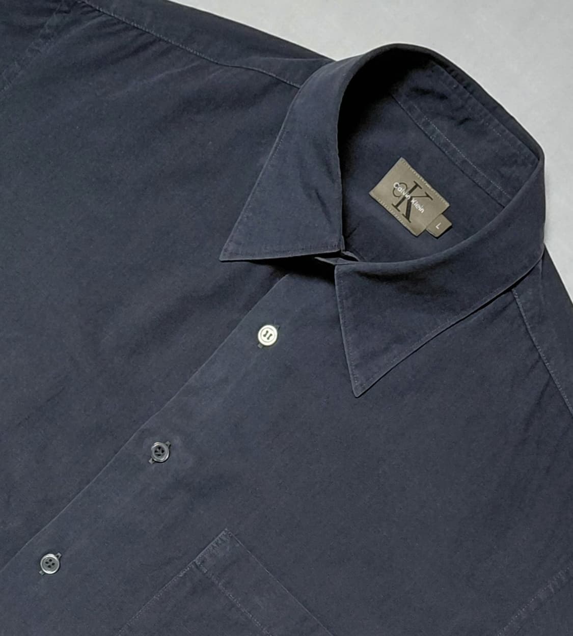 [L] 90s 빈티지 캘빈클라인(CK) 차콜 그레이 코튼 셔츠 상품이미지1