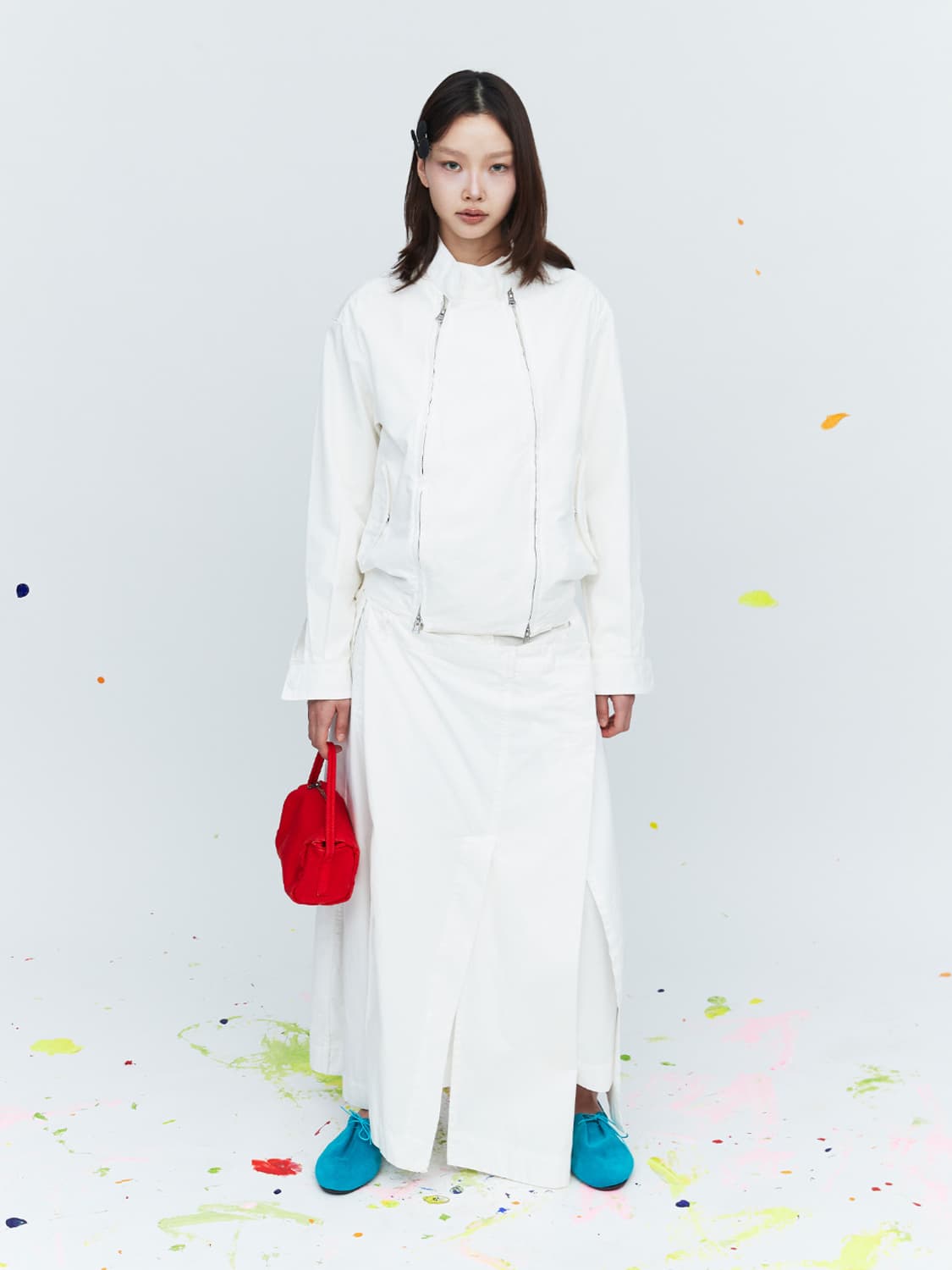 이이 DOUBLE WAIST SKIRT WHITE 상품이미지1