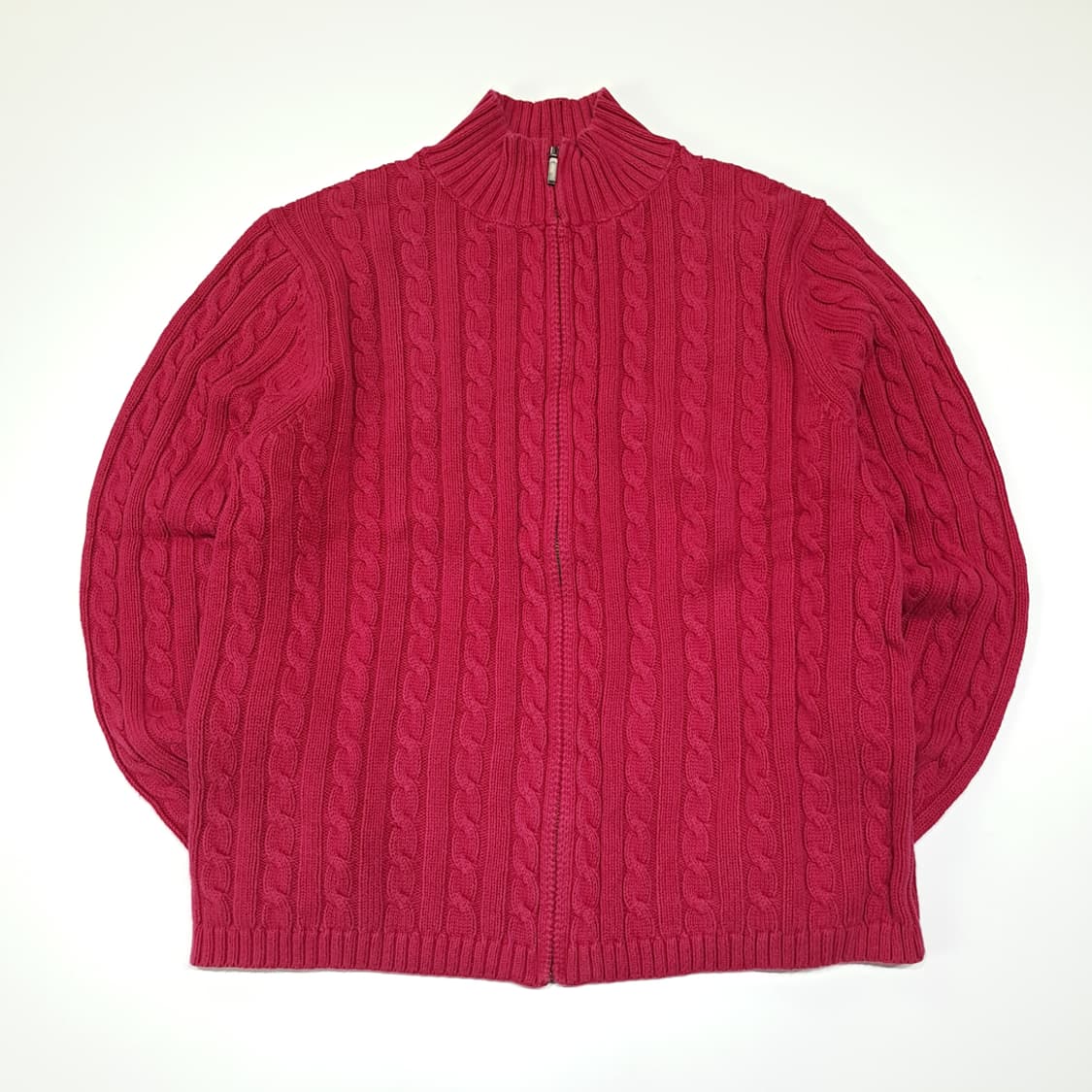 CL379 M 엘엘빈 90s 케이블 집업 마젠타핑크 니트 스웨터 상품이미지1