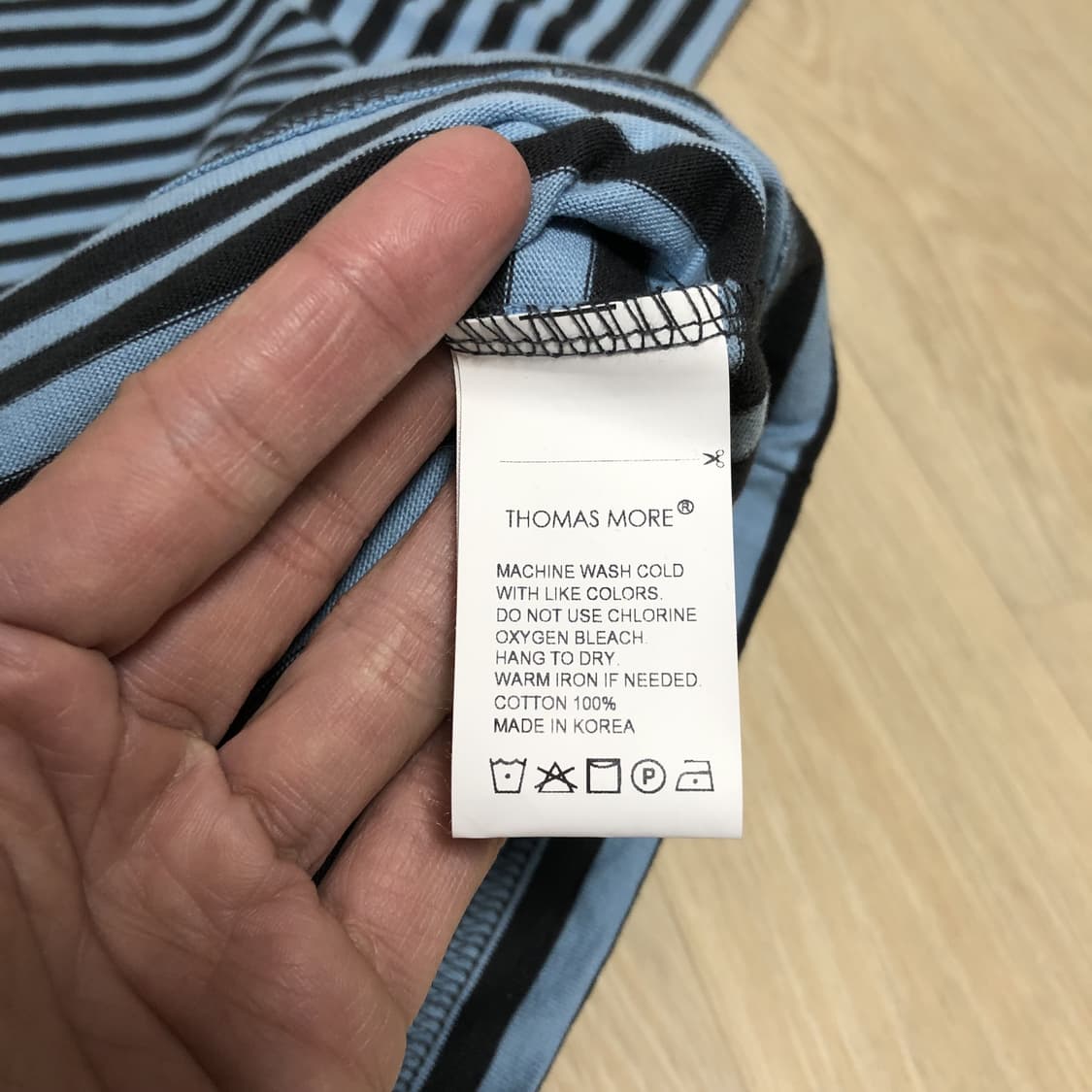 (L) 새상품 토마스 모어 THOMAS MORE 치코 스트라이프 티 블루 상품이미지5