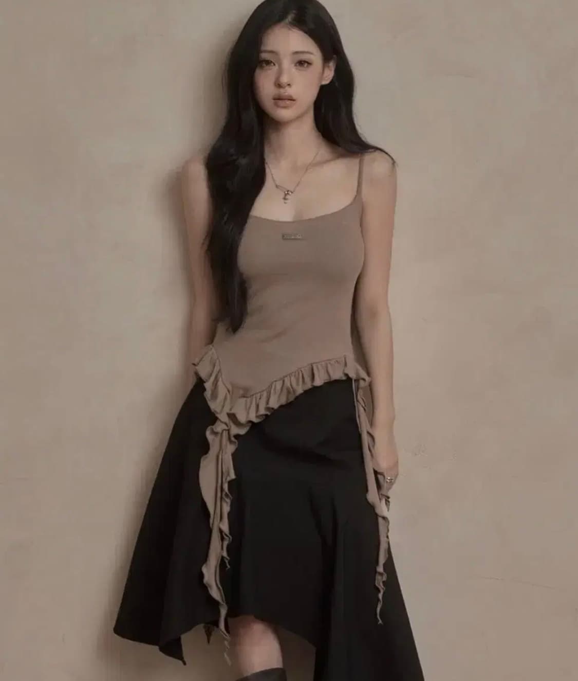 카키포인트 슬리브리스 브라운 레이어드 상품이미지1