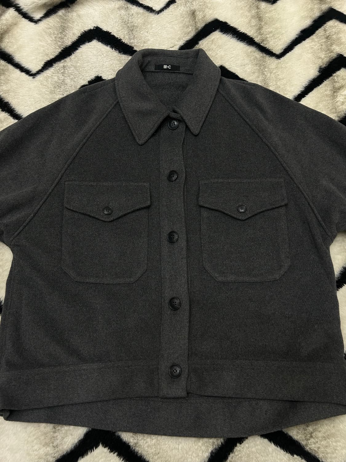 [M]유니클로C 오버사이즈 울 숏 코트/그레이 상품이미지3